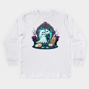 Cute Ghost Couple Kids Long Sleeve T-Shirt